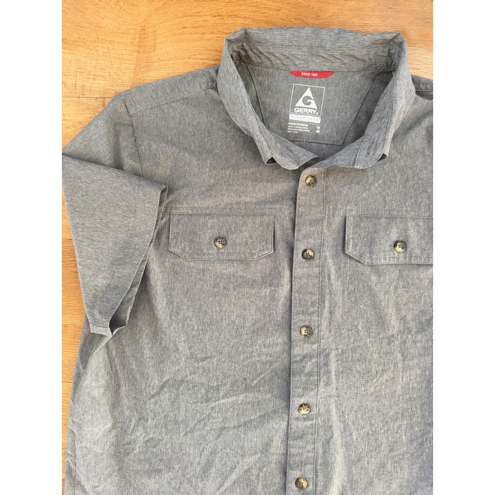 Gerry Mens Gray Short Sleeve Button Up Shirt Size M Casual Outdoor